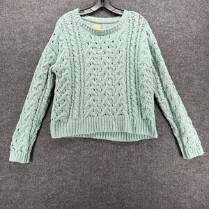 Aero Sweater Womens L Mint Pullover Knit Fisherman Classic Preppy Old Money Boho